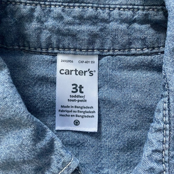 Carter’s: Chambray short-sleeved top size 3T - Picture 4 of 4